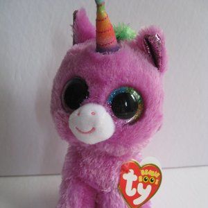 Ty Beanie Boo Rosette the Unicorn  Purple with Rainbow Accents NEW NWT